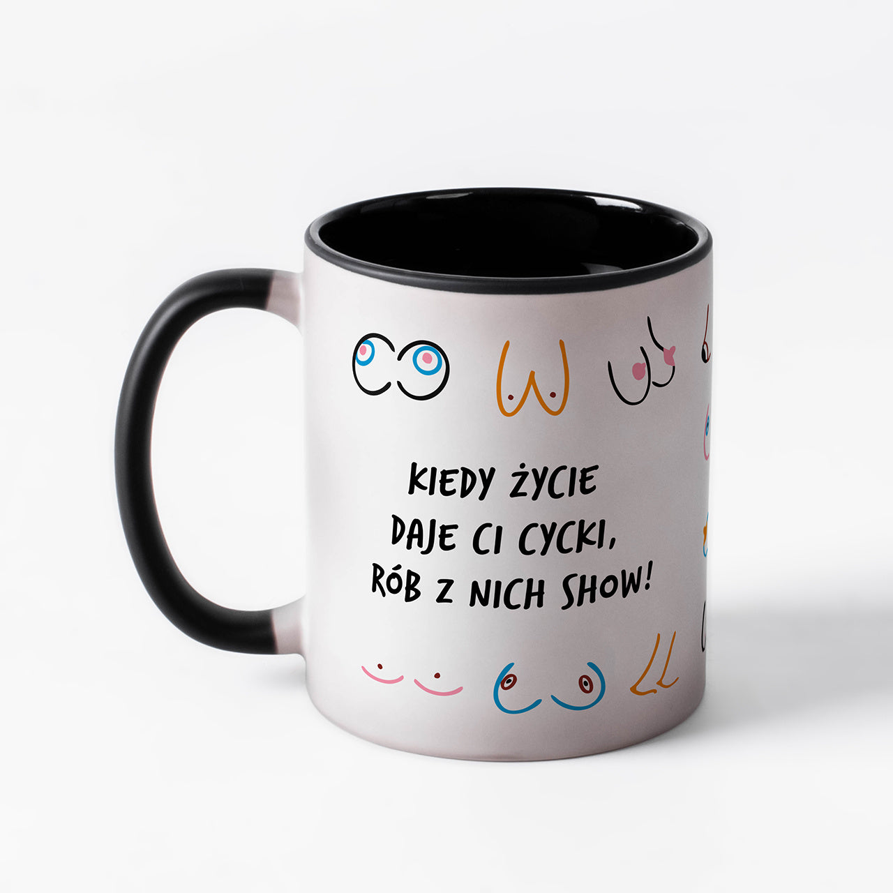 Magiczny kubek z cyckami - śmieszny prezent kubek z nadrukiem śmieszny prezent 