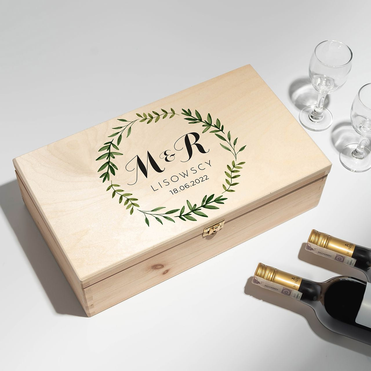 Personalizowana skrzynka na wino - elegancki prezent ślubny prezent na ślub prezent dla pary młodej