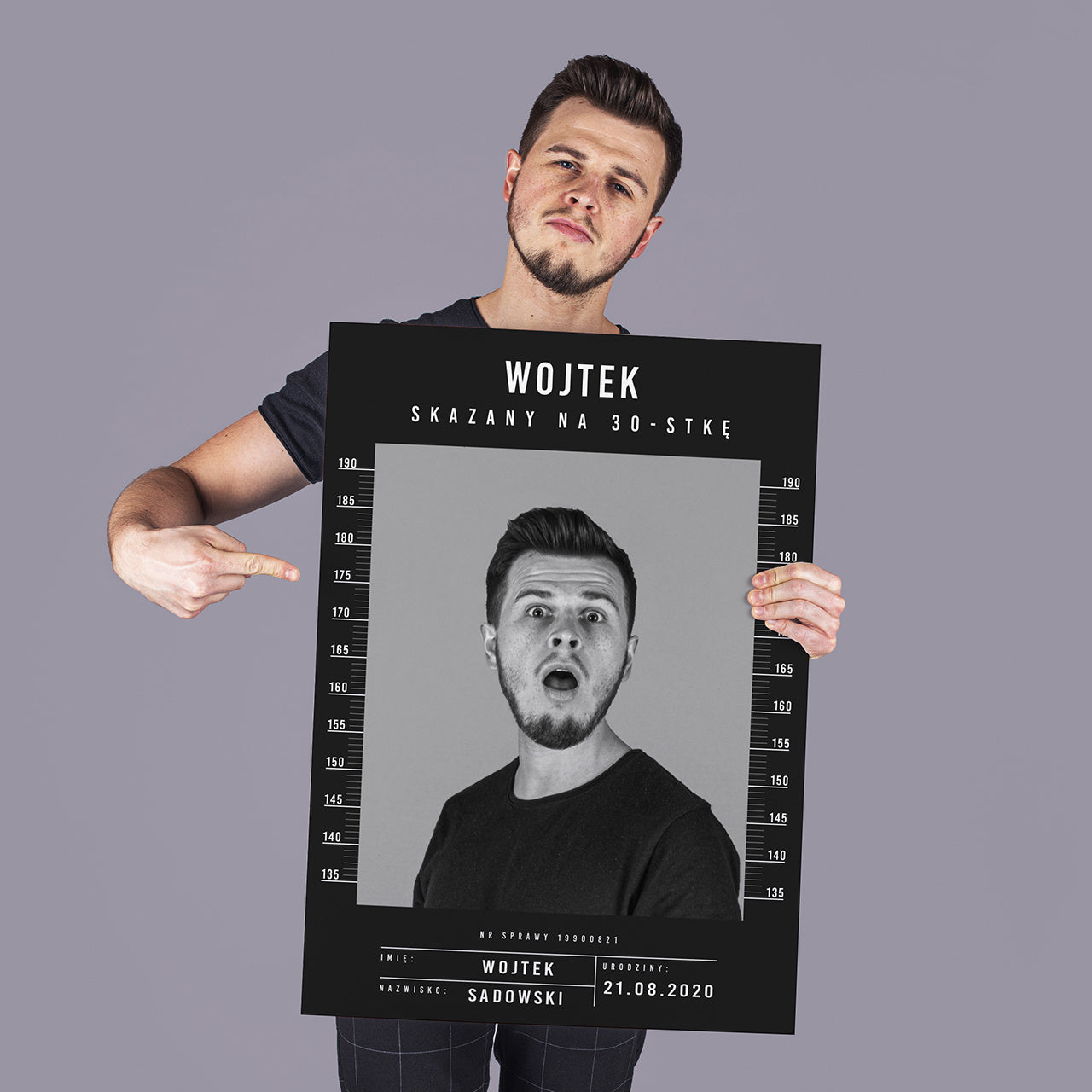 Śmieszna kartka urodzinowa XXL - Skazany - prezent na urodziny kartka na urodziny prezent dla niego