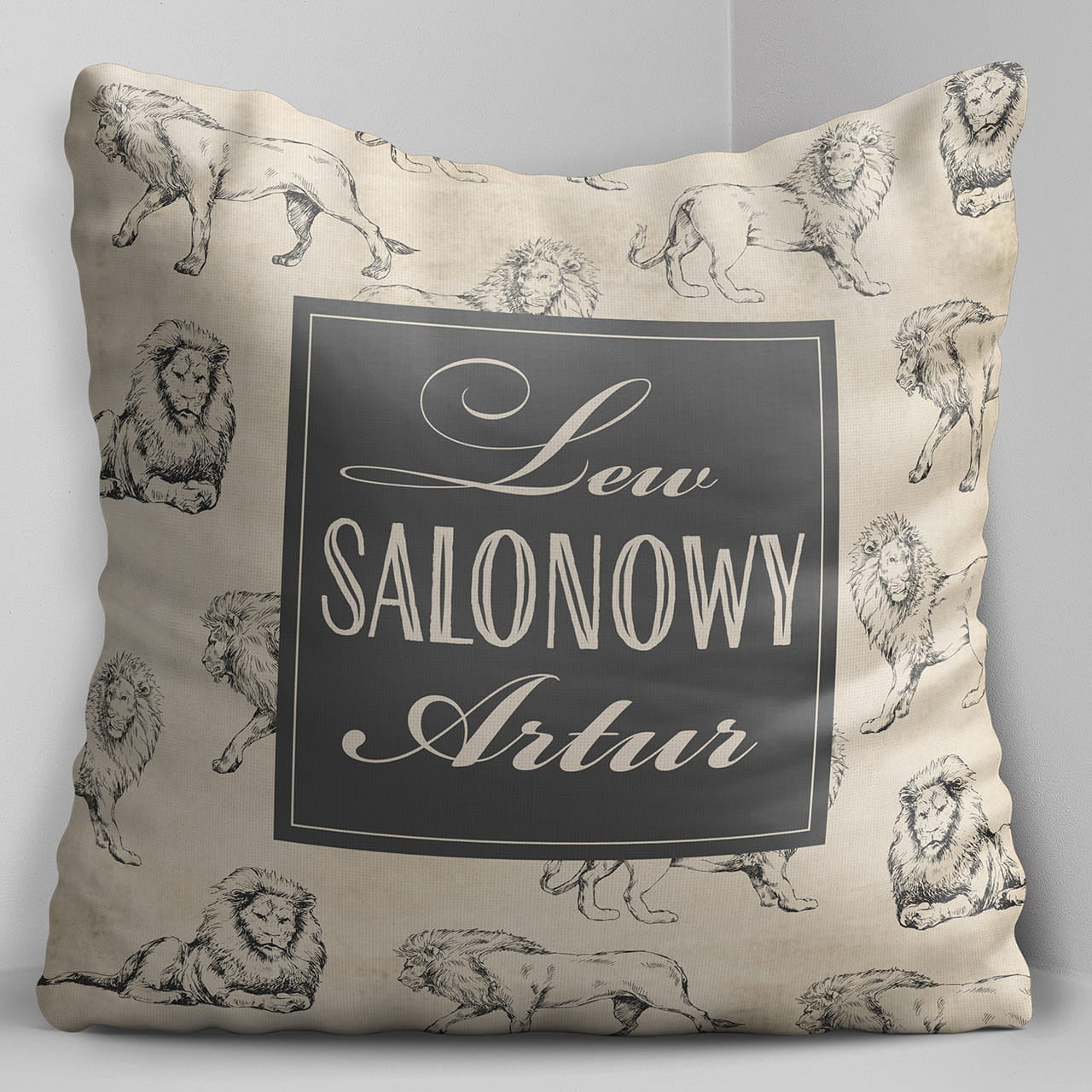 Personalizowana poduszka z lwem - poduszka z imieniem prezent dla niej