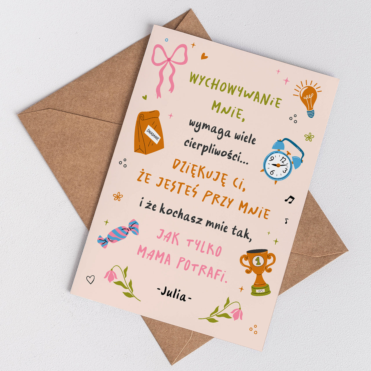 Personalizowana kartka - upominek dla przybranej mamy kartka dla przybranej mamy upominek na Dzień Matki