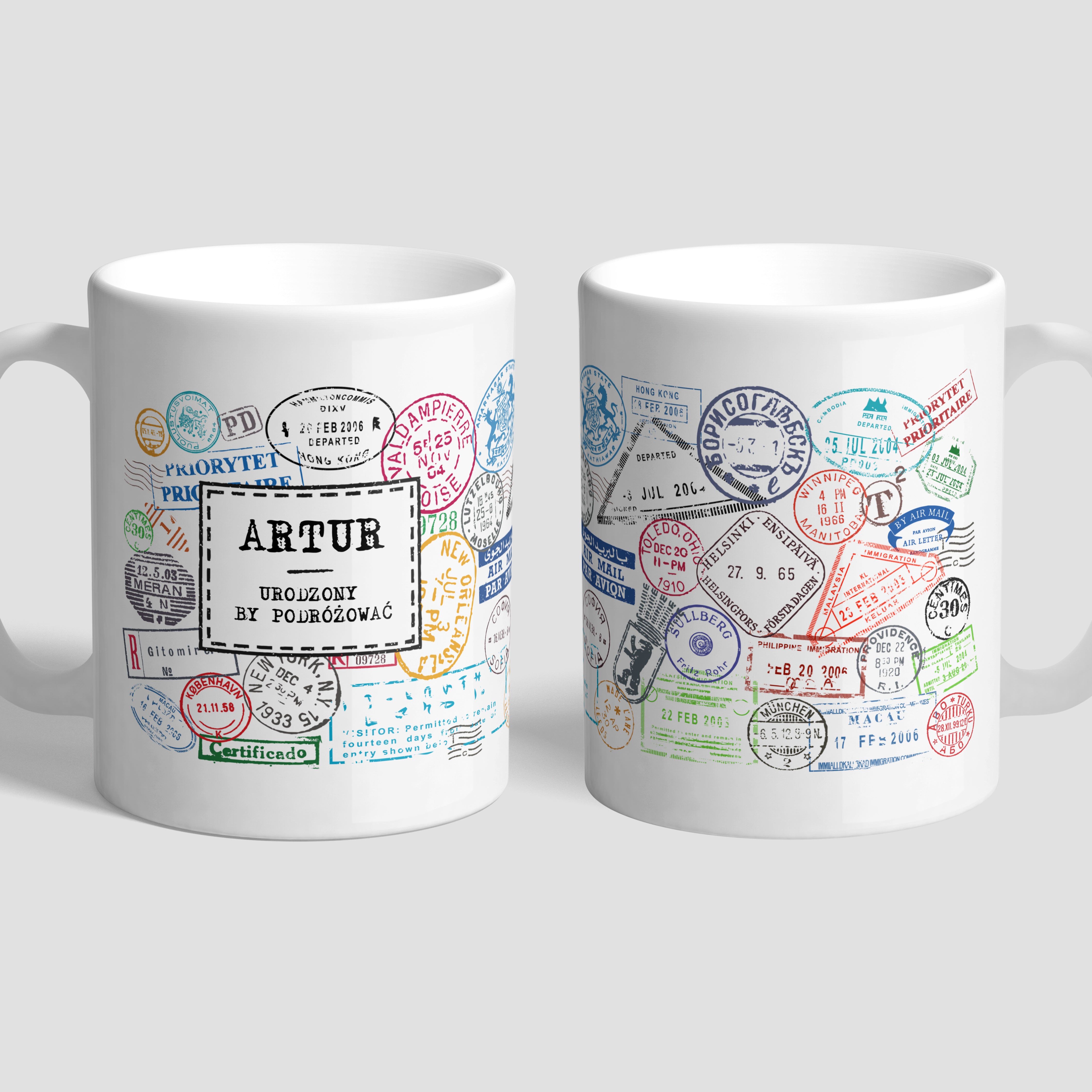 Kubek podróżnika - Urodzony By Podróżować prezent dla podróżnika kubek personalizowany gadżet podróżniczy