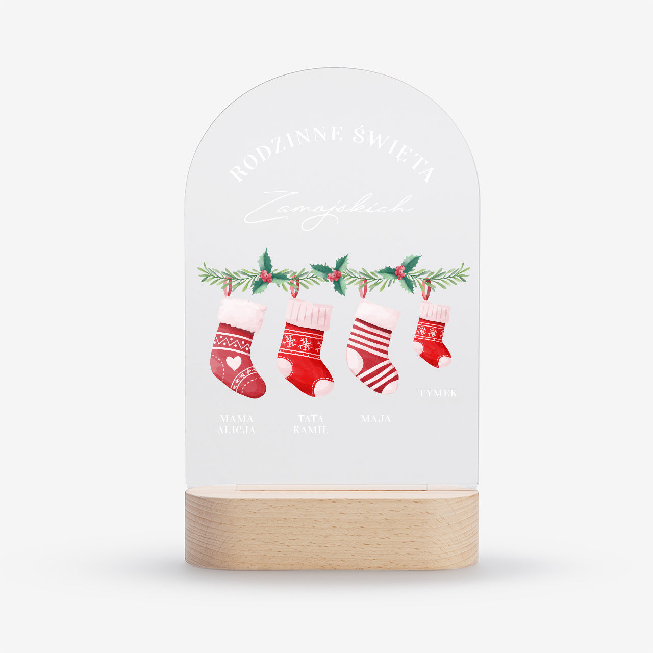 Personalizowana lampka led świąteczna - prezent dla rodziny