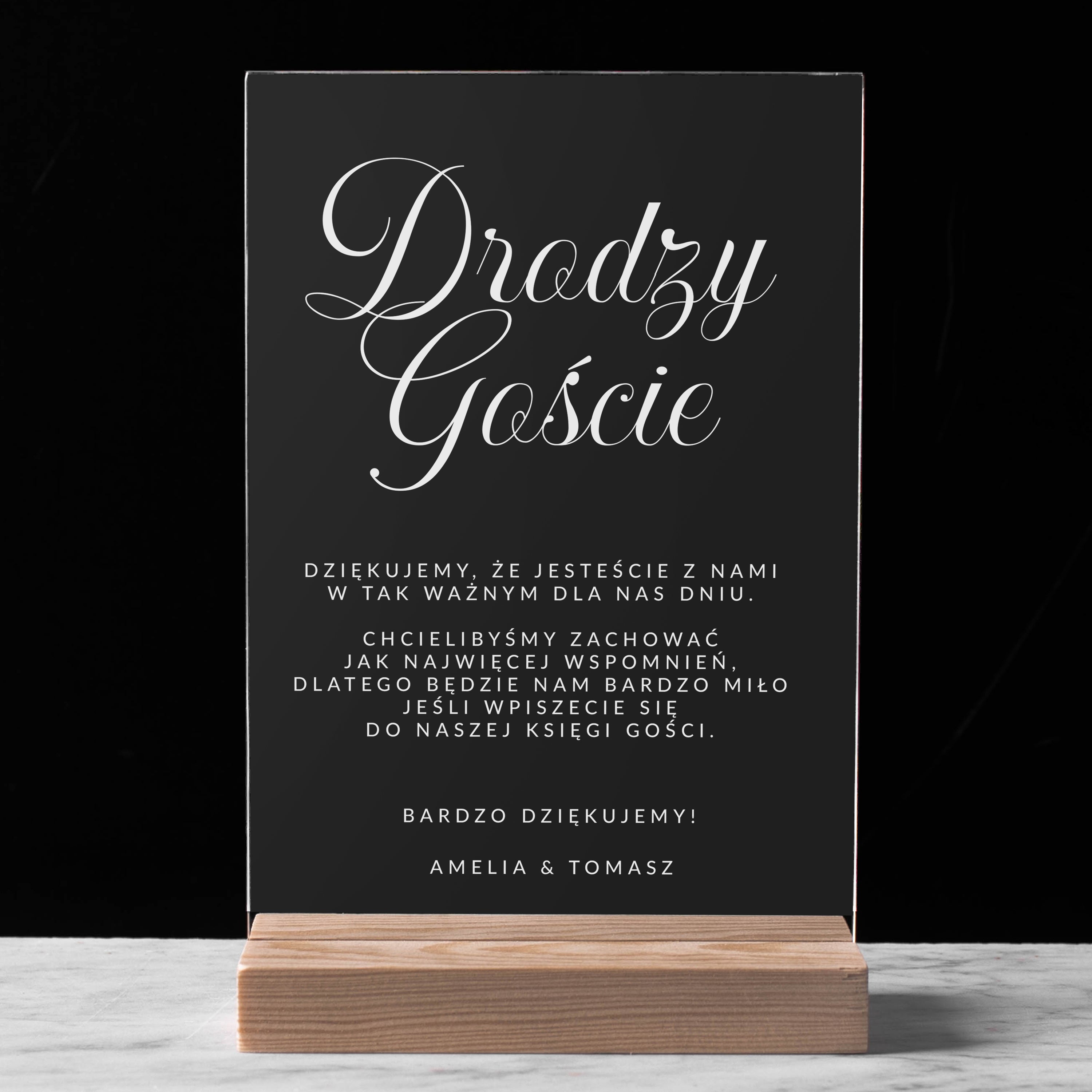 Tabliczka informacyjna - podziękowanie dla gości