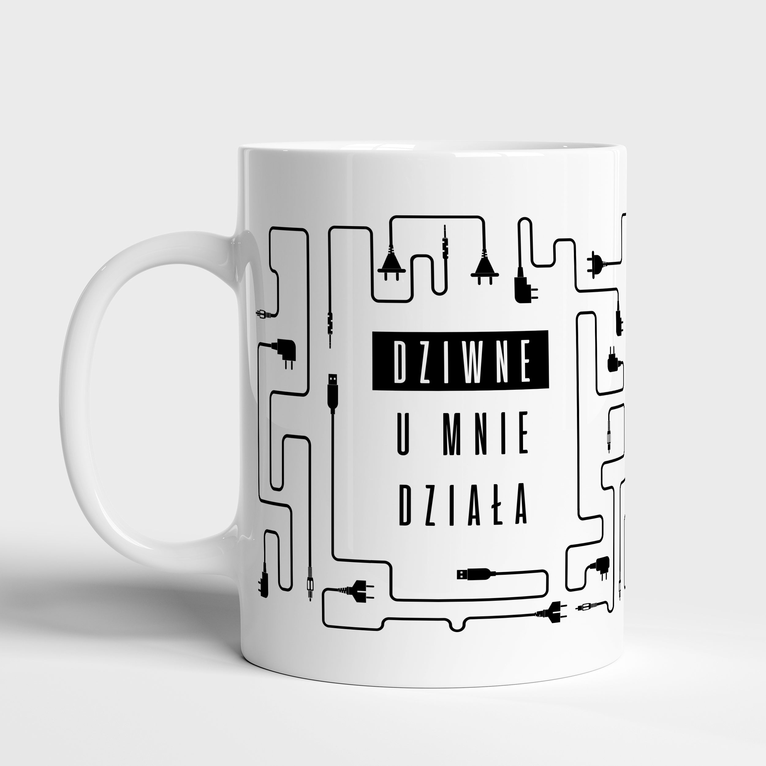 Kubek dla informatyka - U Mnie Działa prezent dla informatyka kubek z nadrukiem personalizowany kubek