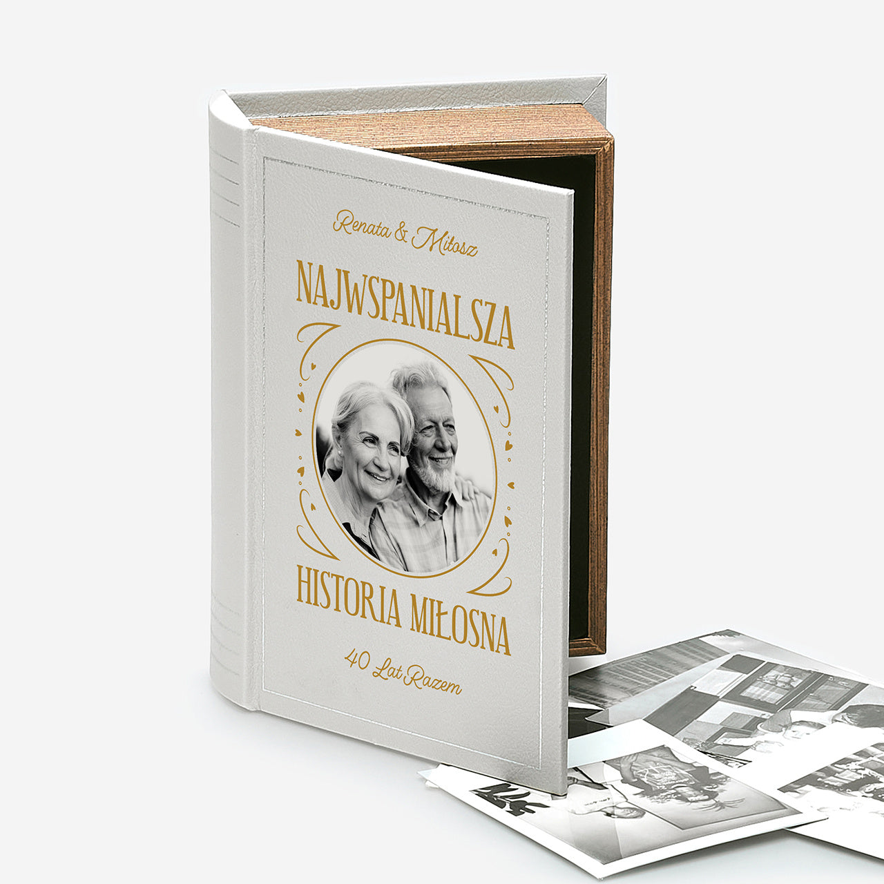 Personalizowane pudełko na zdjęcia - Historia Miłosna - prezent na rocznicę ślubu