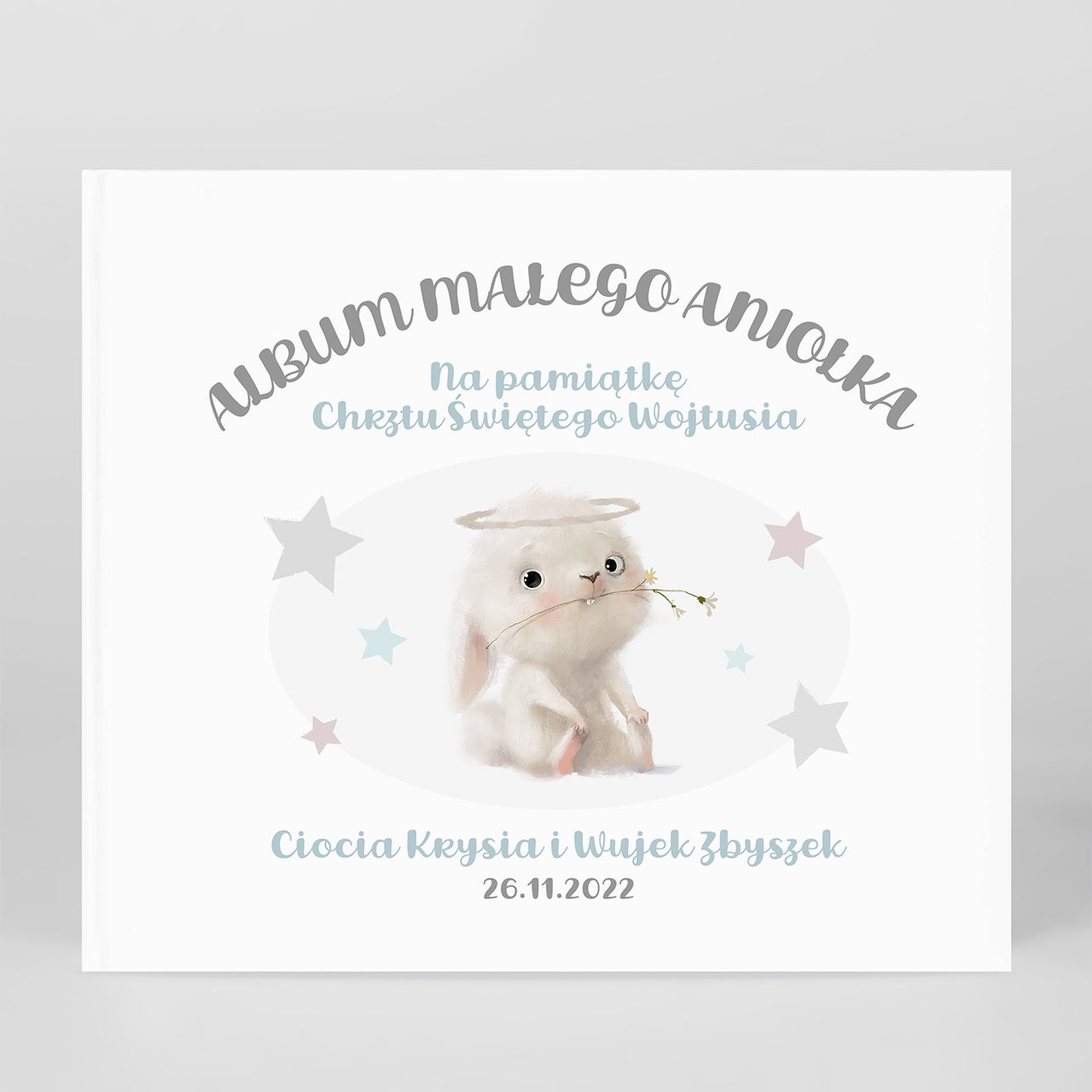 Album maluszka Króliczek - prezent na chrzest album na chrzest pamiątka chrztu świętego