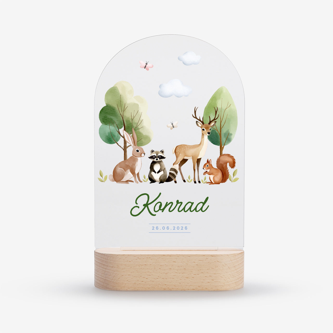 Statuetka z podświetleniem dla dziecka - leśne zwierzątka personalizowana lampka led dla dziecka 