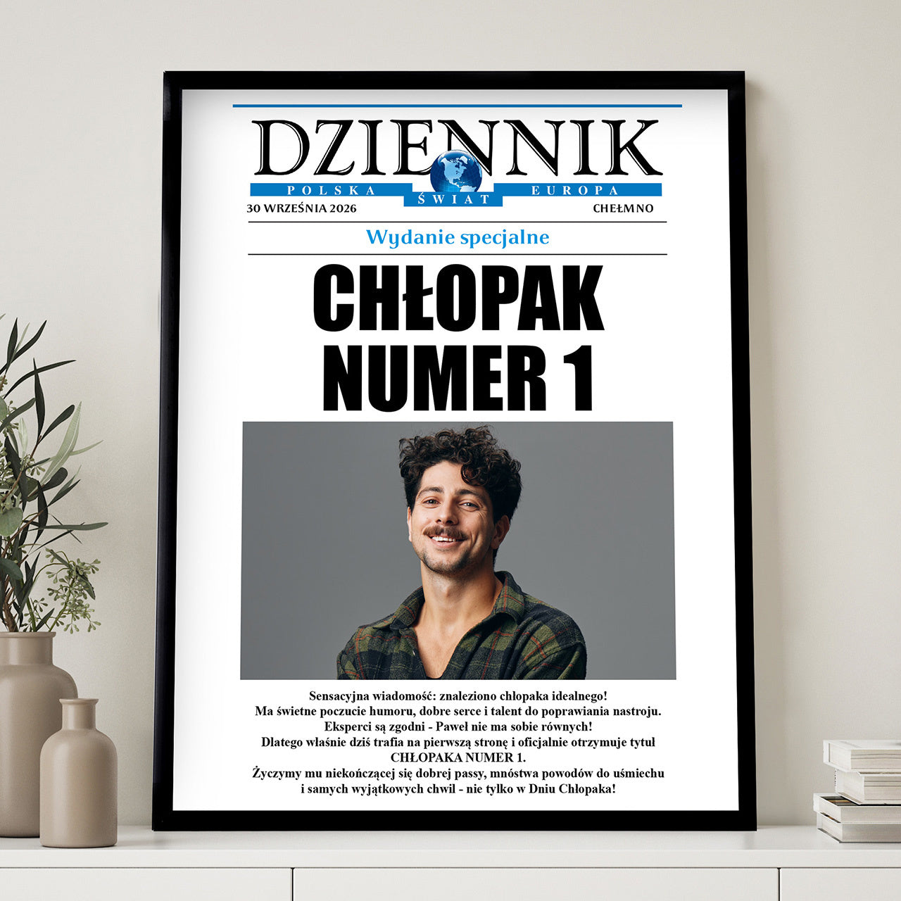 Plakat ze zdjęciem na Dzień Chłopaka - dziennik