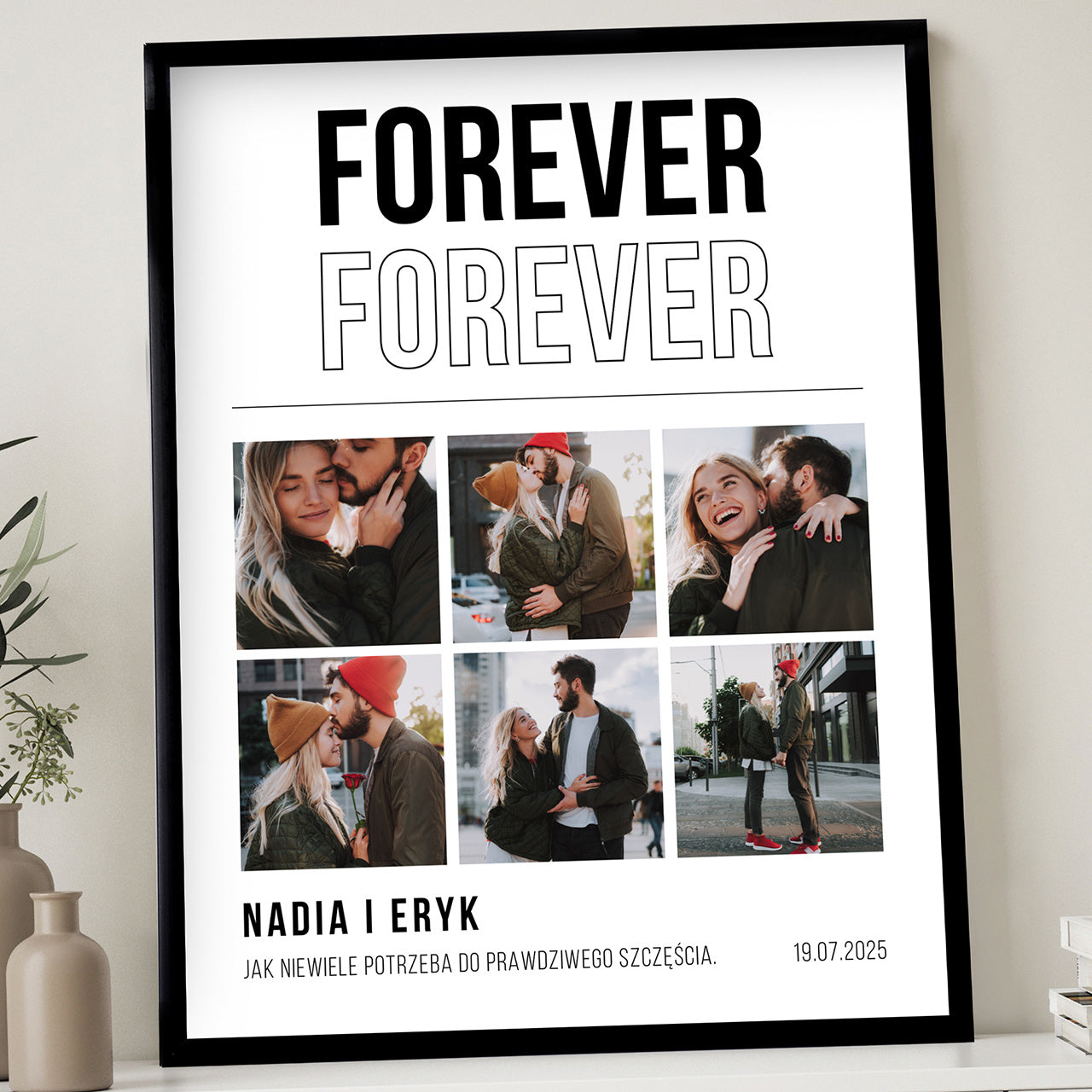 Plakat ze zdjęciami - prezent z okazji rocznicy ślubu personalizowany prezent dla pary