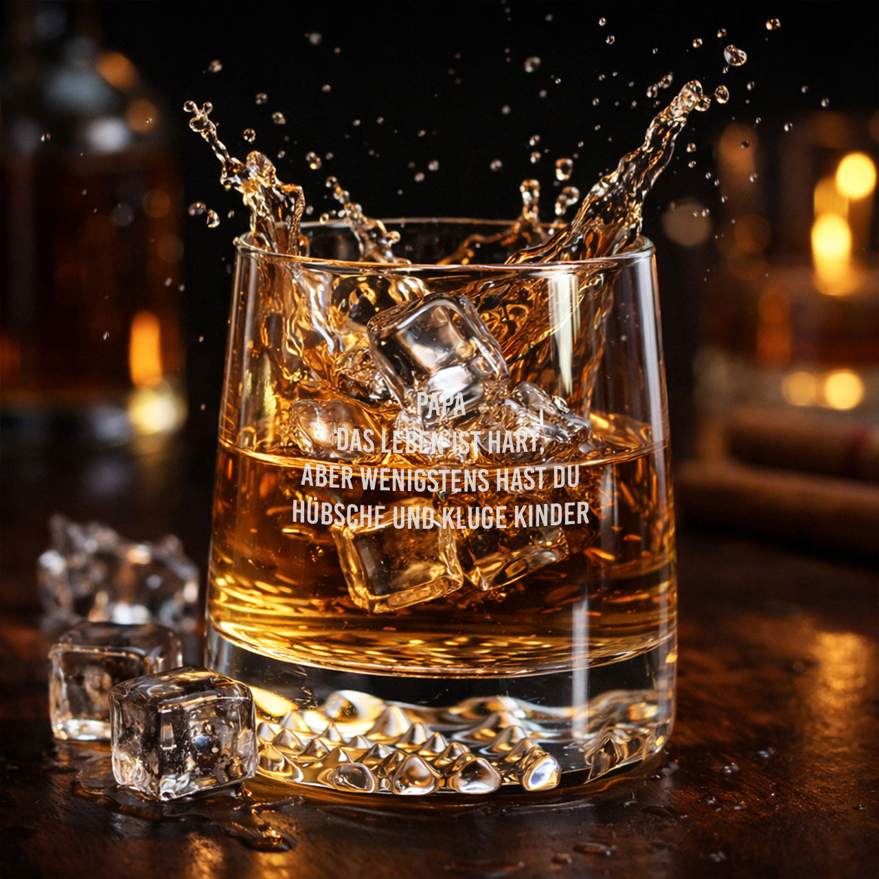 Whiskyglas für Papa DAS LEBEN IST HART lustiges Geschenk zum Vatertag