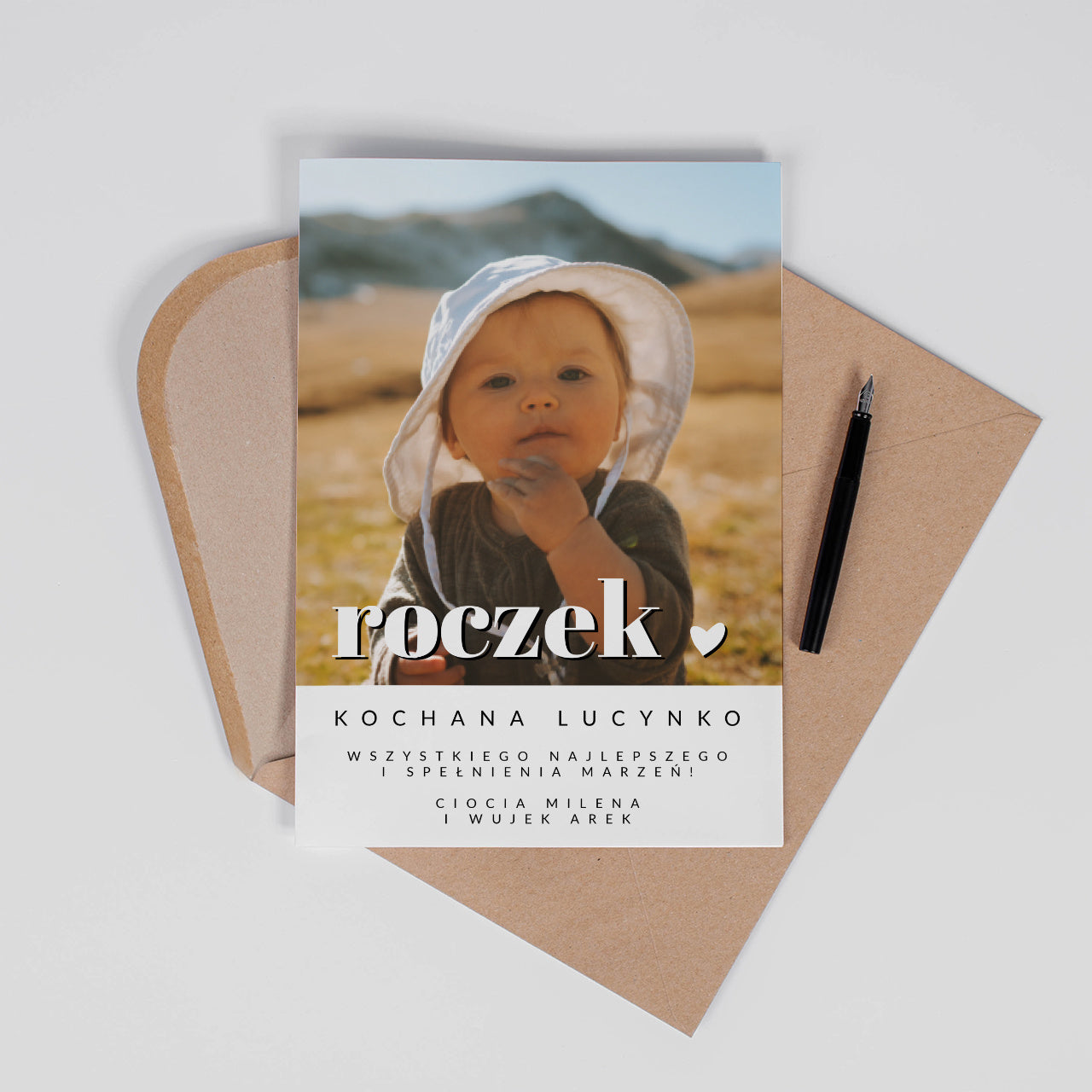 Kartka na roczek personalizowana - kartka ze zdjęciem