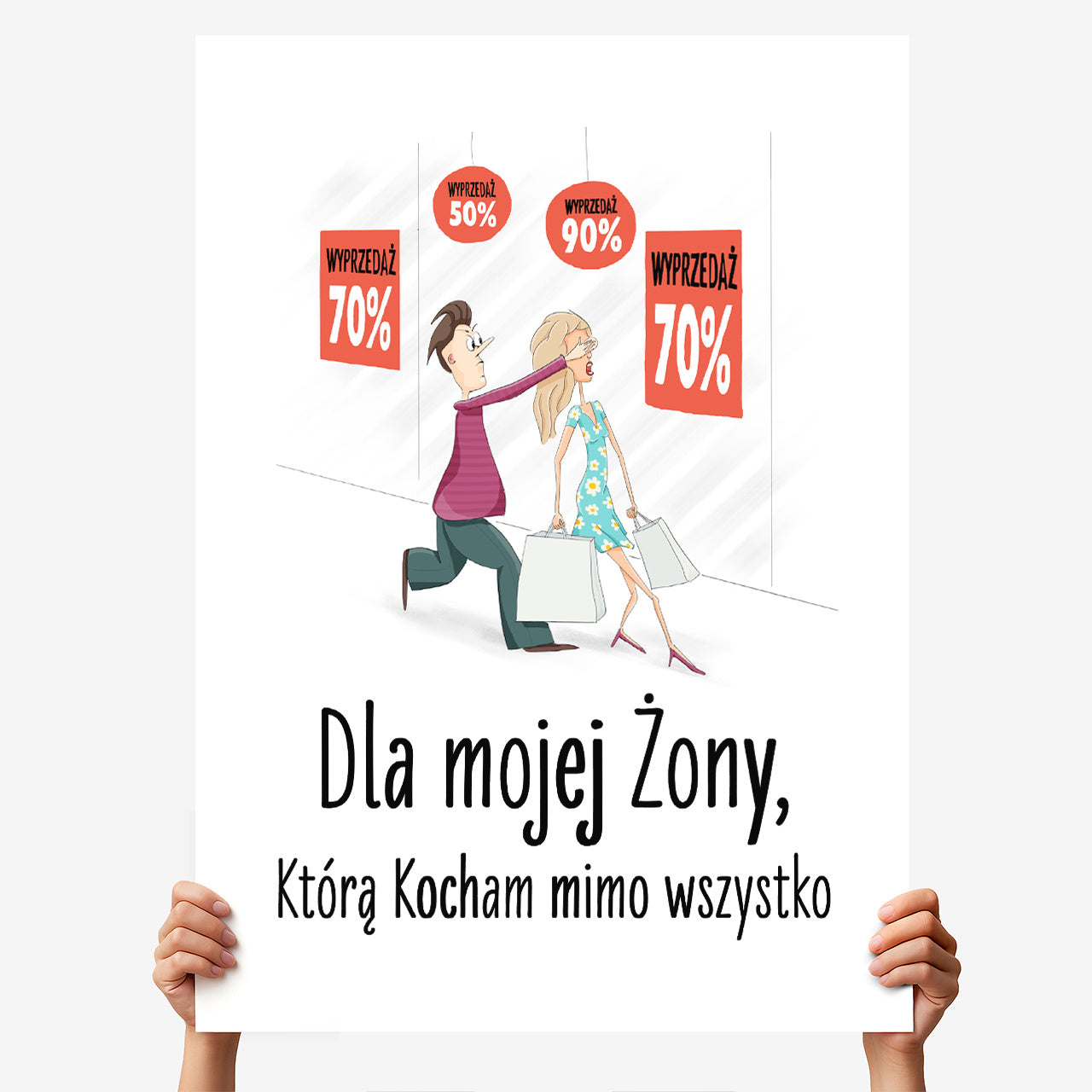 Kartka personalizowana xxl dla zakupoholiczki prezent dla żony prezent na urodziny dla żony personalizowana kartka