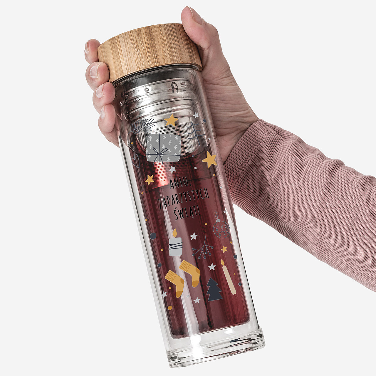  Bidon z zaparzaczem na gwiazdkę zaparzystych świąt  bidon świąteczny prezent pod choinkę