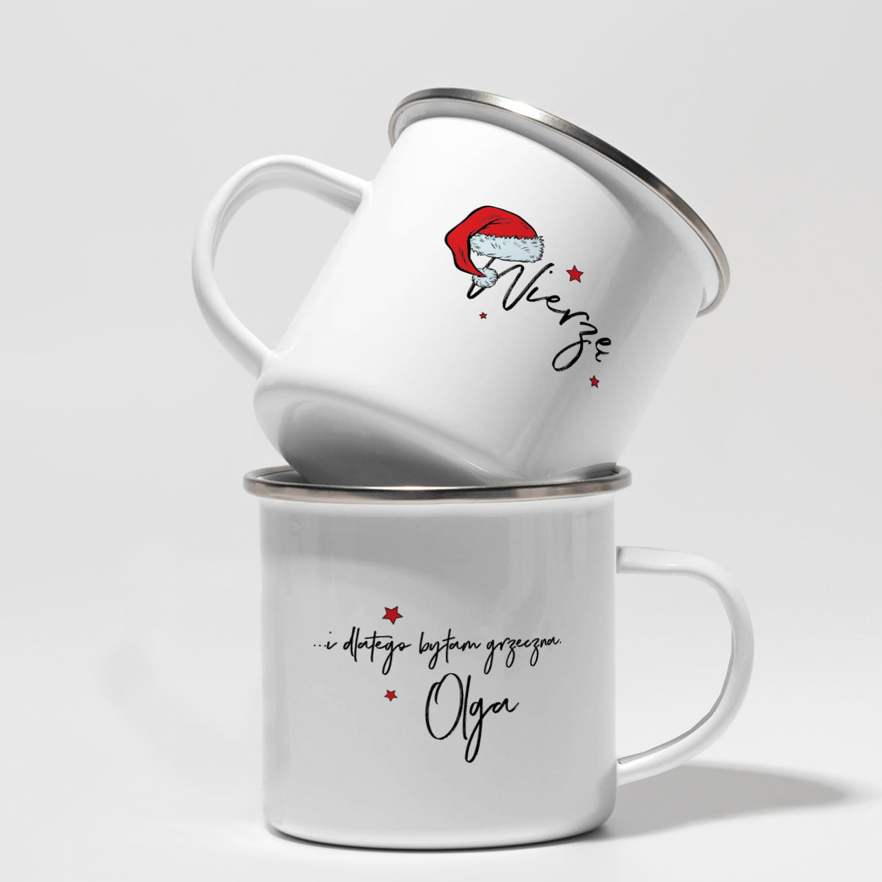 Zestaw personalizowanych kubków - prezent mikołajkowy dla pary