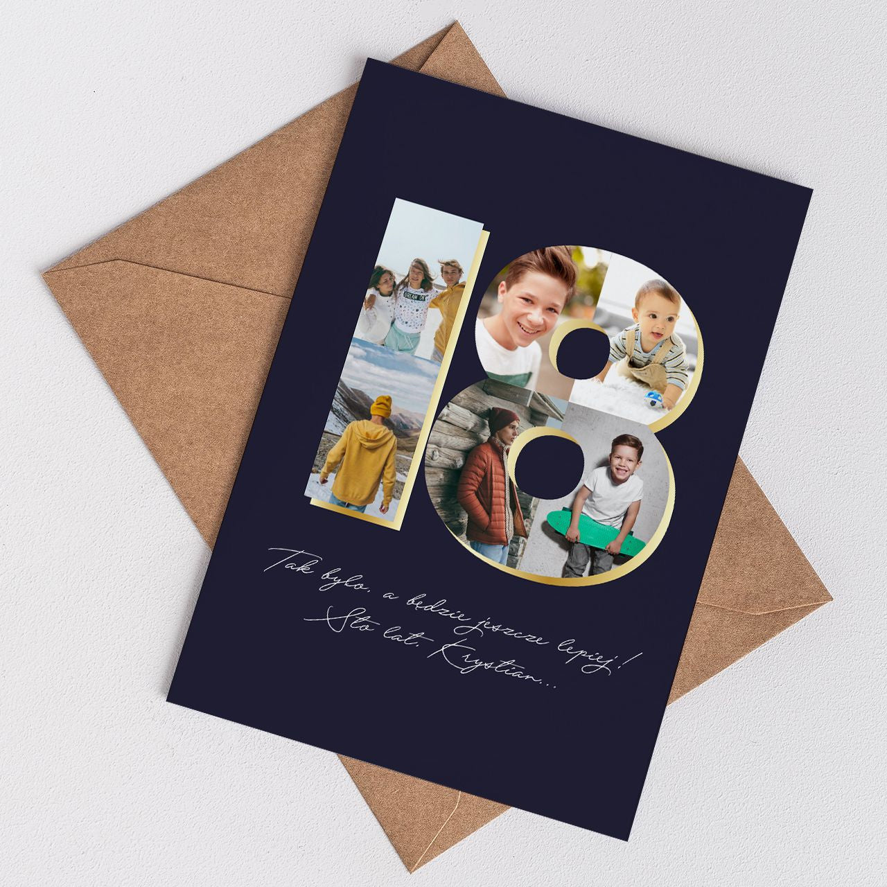 Personalizowana kartka na 18 urodziny - kolaż zdjęć