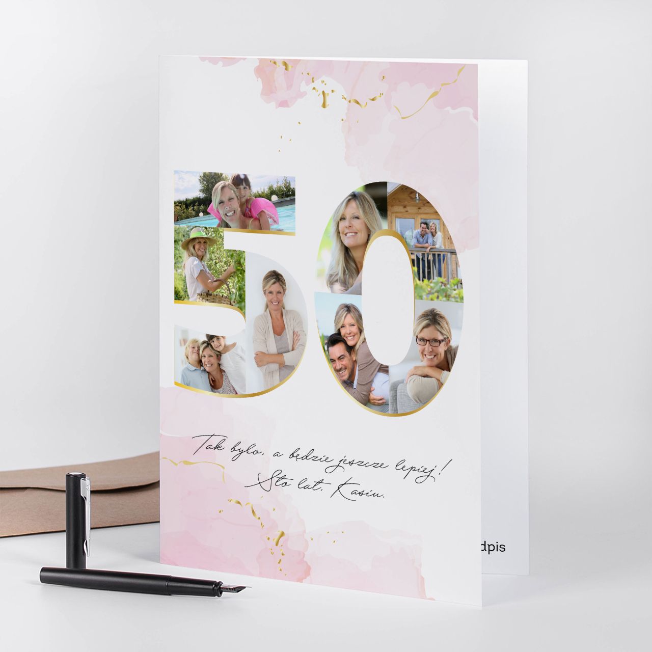 Kartka na 50 urodziny dla niej - kolaż zdjęć