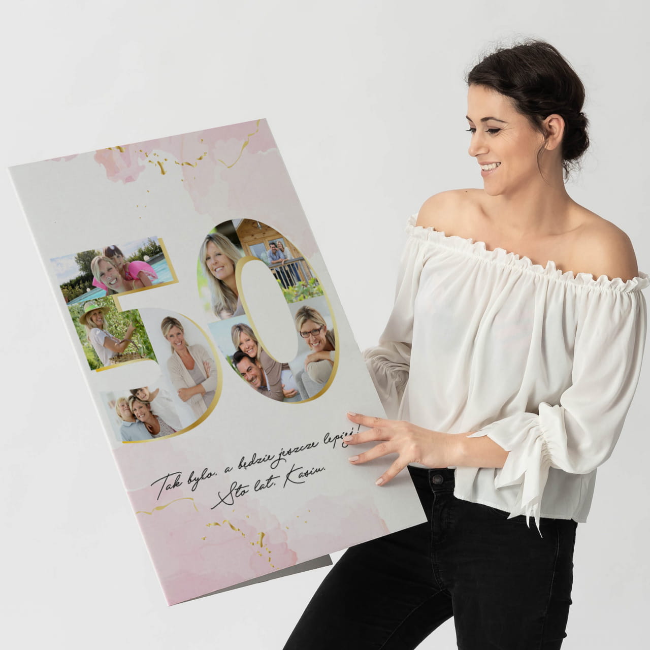 Kartka na 50 urodziny dla niej - kolaż zdjęć
